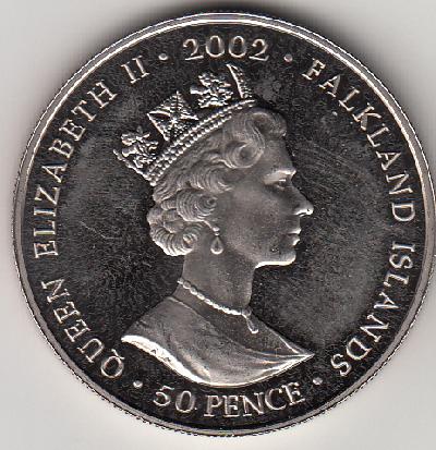 Beschrijving: 50 Pence GOLDEN JUBILEE QUEEN ON THRONE 